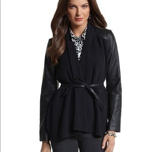 White House Black Market Leather Sweater Jacket M